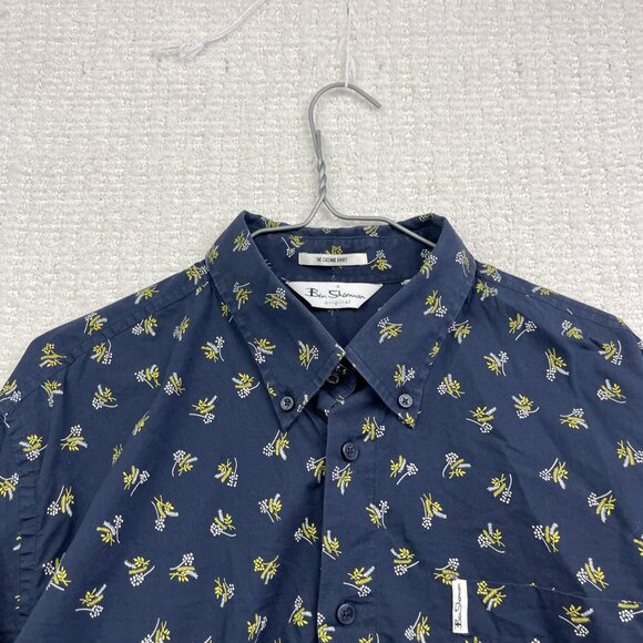 Ben Sherman The Casino Shirt Button Up Blue Floral AOP Long Sleeve Mens XL - Picture 2 of 15